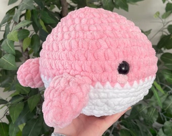 Crochet Pink Whale Pillow Amigurumi Plushie - Stuffed Animal