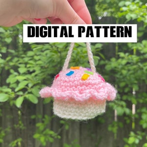 Crochet Pattern Cupcake Bag, Pouch, Keychain PDF Digital Download