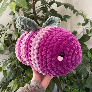 Crochet Grape Bee Pillow Amigurumi Plushie - Stuffed Animal