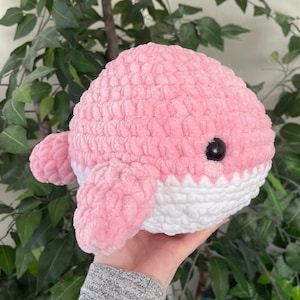 Crochet Pink Whale Pillow Amigurumi Plushie - Stuffed Animal
