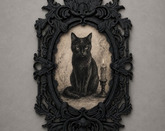 Victorian Style Photo Frame, Dark Home Decor, Baroque Wall Art, Goth Gift, 3D Printed