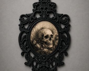 Victorian Style Photo Frame, Dark Home Decor, Baroque Wall Art, Goth Gift, 3D Printed