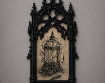 Baroque Style Photo Frame, Dark Home Decor, Victorian Wall Art, Goth Gift, 3D Printed