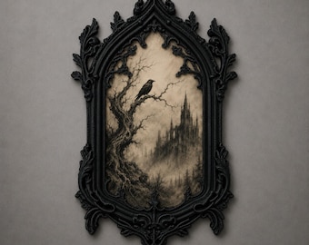 Gothic Style Photo Frame, Dark Home Decor, Baroque Wall Art, Victorian Gift, 3D Printed