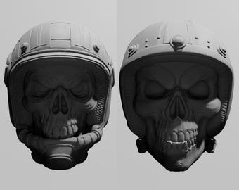 Biker Skull STL Download, Motor Head STL 3D Print Files (Set of 2)