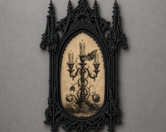 Victorian Style Photo Frame, Dark Home Decor, Baroque Wall Art, Goth Gift, 3D Printed