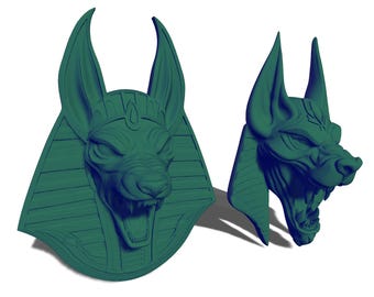Ancient Egyptian God Anubis Ornament STL 3D Print Files (Set of 2 Anubis Head)