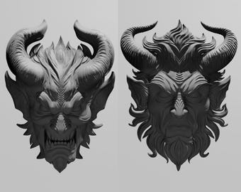 Creepy Demon Head Ornament STL 3D Print Files (Set of 2)