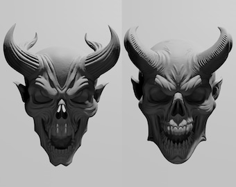 Creepy Demon Skull Ornament STL 3D Print Files (Set of 2)