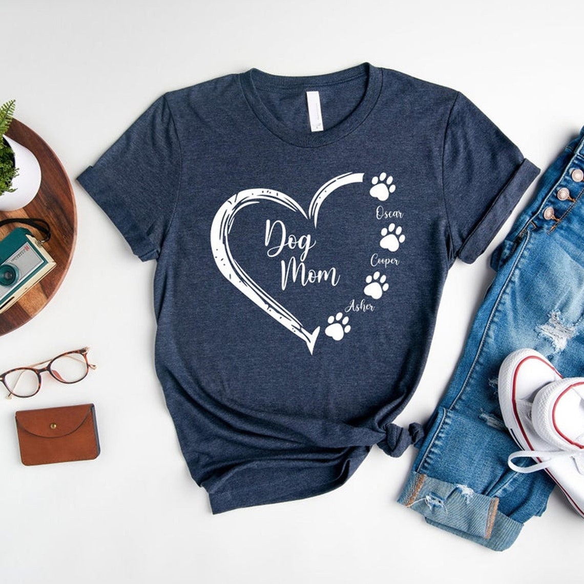 Personalized Dog Mom Tshirt Custom Names Dog Mom Shirt Dog Etsy