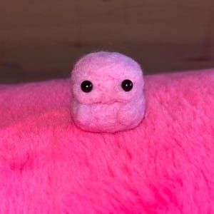 Needle Felted Tiny Bum Drop Creature | Pinkish Purple Desk Buddy Tiny Companion