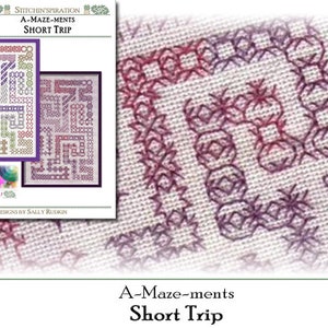 Short Trip - Needlework, A-Maze-ments, Blackwork, Blackwork Fill Sampler, Download, Mazes,