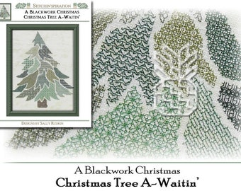 Christmas Tree A-Waitin&#39; - Needlework, Blackwork, Christmas, Download