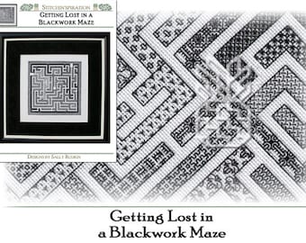Getting Lost in a Blackwork Maze -  Needlework, Blackwork, Blackwork Fill Sampler, Download, Mazes