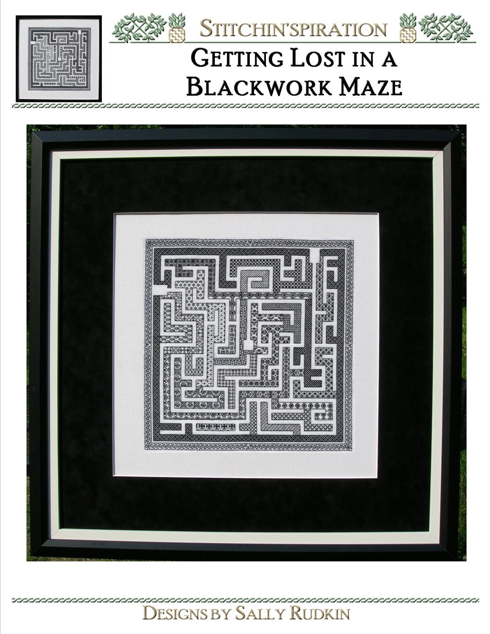 Getting Lost in a Blackwork Maze from Stitchinspiration