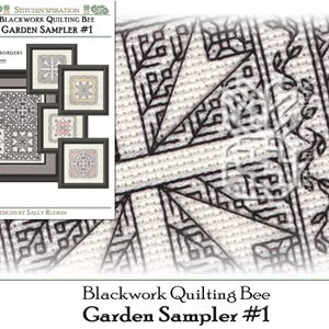 Garden Sampler #1 -  Needlework, Blackwork, Blackwork Fill Sampler, Blackwork Quilting Bee, Quilt Inspired, Download