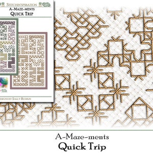 Quick Trip - Needlework, A-Maze-ments, Blackwork, Blackwork Fill Sampler, Download, Mazes,
