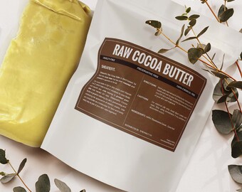 Sheanefit Raw Cocoa Butter 1 LB Bar - Dense Moisturizing Body Butter, Long Lasting Moisture, Use Alone or Mix to Make DIY Skincare