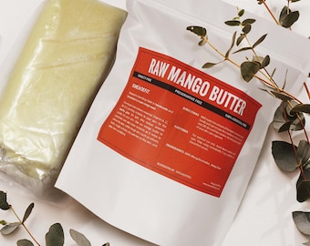 Sheanefit Raw Mango Butter 1 LB Bar - Smooth Textured Body Butter, Quick Absorbing, Use Alone or Mix to Make DIY Skincare