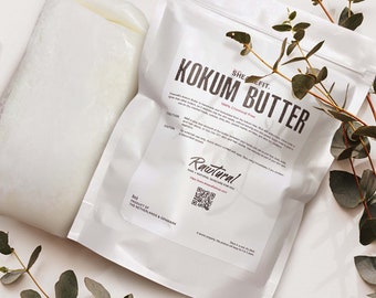 Sheanefit Raw Kokum Butter 1 LB Bar - Smooth Textured Body Butter, Quick Absorbing, Use Alone or Mix to Make DIY Skincare