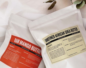 Sheanefit Unrefined Ivory African Shea Butter 1LB & Raw Mango Butter 1LB Bar Bundle Set