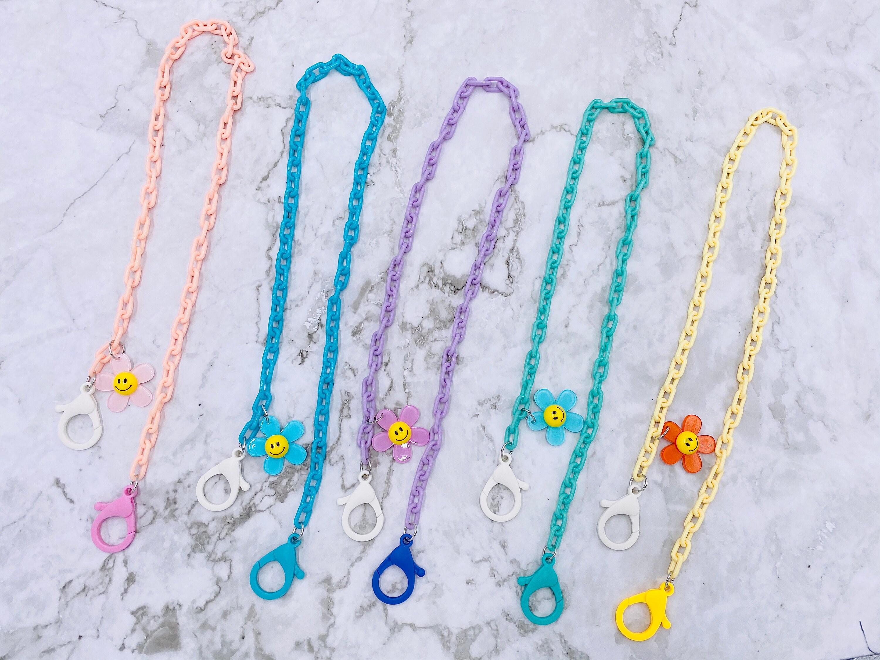 NEW Smile Flower Charm Candy Chain Face Mask Lanyard, Strap, Holder /…
