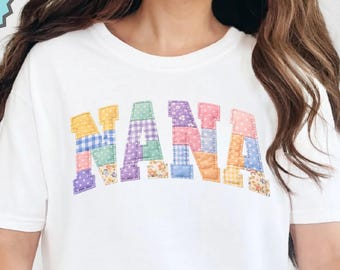 Camiseta de patchwork sintético Comfort Colors para abuela, regalo para el Día de la Madre, regalos para abuelas para el Día de la Madre, regalos para abuelas, camiseta para mamá, regalo de cumpleaños para abuela