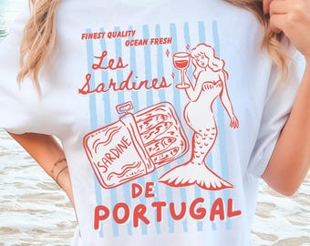 Sardines Shirt Sardine Shirts Tinned Fish Tshirt Coastal Aesthetic Summer T-Shirt Retro Seafood Graphic Tee Coastal Grandma Core Mermaidcore