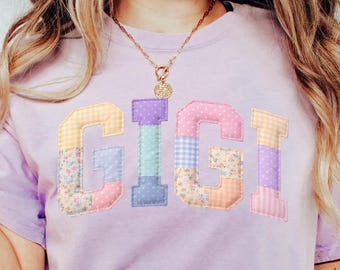 Camiseta Gigi de imitación patchwork Comfort Colors Regalo para el Día de la Madre Regalos para la abuela en el Día de la Madre Regalos Gigi Camiseta para mamá Regalo de cumpleaños para Gigi