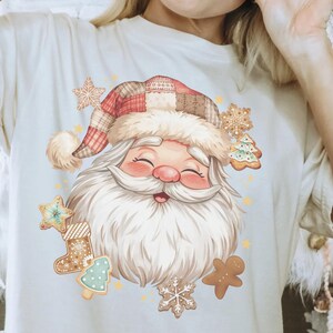 Cookies Baking Patchwork Country Santa Comfort Colors Shirt Trendy Christmas Shirt Santa Tshirt Cute Xmas Shirt Pajamas Tees