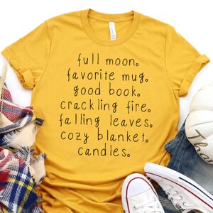 Fall Is My Favorite, Full Moon Shirt, Book Lover Shirt, I Love Fall, My Favorite Season, Rainy Day, Hello Autumn Shirt, Sweater Weather Tee image 1