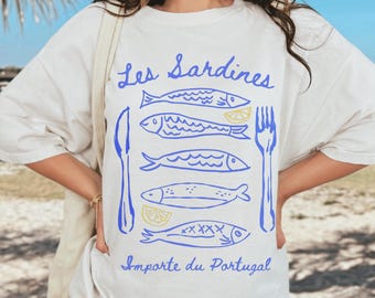 Sardines Shirt Sardine Shirts Tinned Fish Tshirt Coastal Aesthetic Summer T-Shirt Retro Seafood Graphic Tee Coastal Grandma Core Mermaidcore