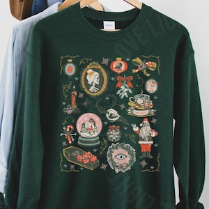 Gothic Christmas Sweatshirt Creepy Christmas Vintage Style Crewneck Victorian Goth Holiday Sweater Cute Halloween Scary Christmas Shirts