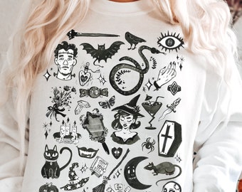 Witchy Sweatshirt Witchy Clothes Halloween Crewnecks Fall Apparel Goth Clothing Witch Clothing Plus Size Mystical Shirt Spells Sweater