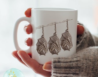 Bat Lover Mug, Cute Bat Coffee Cup, Bat Mugs, Dark Academia Mug, Goth Mug, Halloween Mug, Vampire Mug, Halloween Gifts, Goth Home