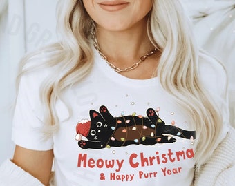 Christmas Tshirts Cute Christmas Shirt Cat Tshirt Christmas Cats T-shirt Holiday Apparel Ugly Christmas Sweater Funny Cat Shirts Kitten Tee