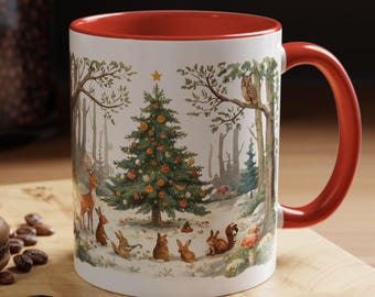 Cottagecore Christmas Coffee Mug Woodland Animals Christmas Mug Cottagecore Mug Christmas Coffee Cup Cottage Core Gift Christmas Gifts