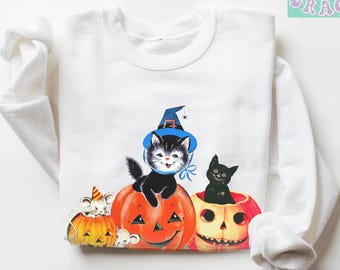 Vintage Halloween Sweatshirt Spooky Halloween Sweatshirts Cute Halloween Shirts Retro Tshirt Halloween Pajamas Shirt Halloween Sweater