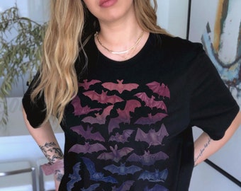 Vintage Bats Collage Shirt Subtle Bi Shirt LBGTQ Dark Academia Gothic Clothing Discreet Pride Subtle Bisexual Tshirt Bi Subtle Pride Shirts