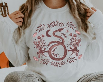 Cottagecore Crewneck Witchy Sweatshirt Witchy Clothes Halloween Crewneck Fall Apparel Goth Clothing Witch Clothing Plus Size Mystical Shirts