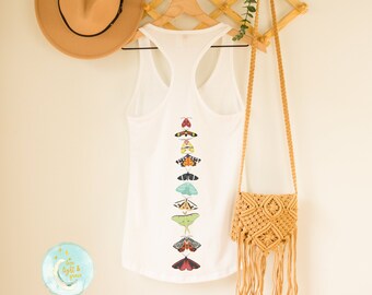 Luna Moth Butterfly Shirt BACK PRINT Spine Print Racerback Tank Cottagecore Clothing Aesthetic T Shirt Butterflies T-Shirt Butterfly Tshirt