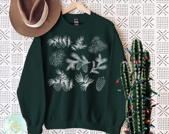 Pine Cones Sweatshirt Fall Sweater Christmas Pullover Trees Crewneck Outdoors Shirts Camping Graphic Tee Botanical Shirt Mountains Jumpers