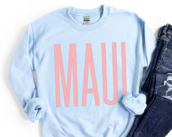Maui-skjorta, Hawaii-tröja, resetröjor för kvinnor, semestertröja för män, rund halströja, strandtjejskjorta, vårlov, tjejresa