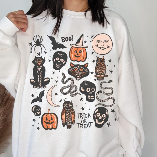 Halloween Doodles Sweatshirt Vintage 