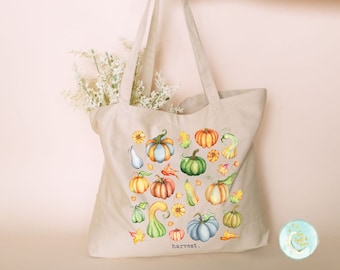 Fall Tote Bag, Pumpkins, Halloween, Thanksgiving Gift, Canvas Tote Bag, Harvest Tote, Fall Gifts, Teacher Tote, Pumpkin Patch Tote Bag