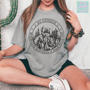 Worst Case Scenario Bear Shirt Funny Camping Shirt Trendy Mountain Themed T-Shirts Hiking Gifts Nature Shirts Adventure Tshirt Outdoor Gift