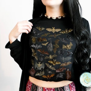 Vintage Halloween Bats Collage Shirt Dark Academia T-Shirt Gothic It's Freakin Bats Bat Lovers Halloween Tshirt Halloween Vintage Crewneck