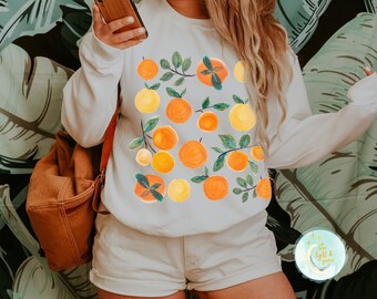 Oranges Summer Sweatshirt Orange Sweatshirt Minimalist Botanical Sweater Cottagecore Fruit Shirts Gardening Shirt Cottage Core Summertime