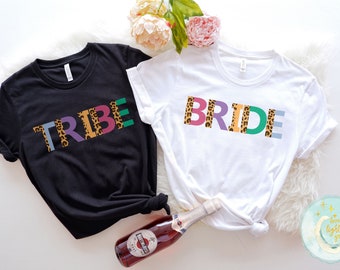 Bachelorette Party Shirt Leopard Bride Babes Bach T-Shirts Bridal Party Shirts Bride Shirt Bridesmaid Proposal Bridesmaid Gift Jungle Party