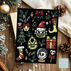 Griezelige kerstkaarten Set met enge kerstkaarten, matte afwerking Inclusief 1, 10 of 25 stuks: gevouwen notitiekaarten van 4,25 x 5,5 inch met envelop